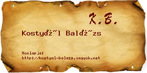 Kostyál Balázs névjegykártya